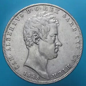 カルロ アルベルト 5 リラ 1848 トリノ シルバー コイン シルバー qSPL RR!-|WORLD RESOURCE【KING店】