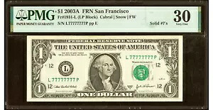 2003 A $1 FRN ソリッド 7's (セブンズ) シリアル番号 PMG VF 30｜WORLD RESOURCE【KING店】
