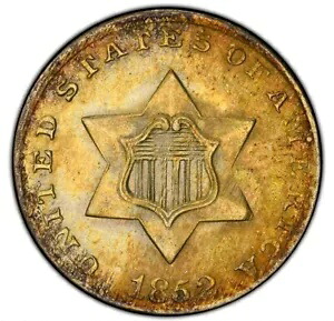 1852 スリー セント シルバー - PCGS MS 65 CAC - 信じられないほどの調色と品質!｜WORLD RESOURCE【KING店】 726,440円