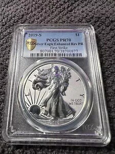 * PCGS PR70 * 2019-S アメリカン イーグル 1 オンス シルバー エンハンスド リバース プルーフ コイン|WORLD RESOURCE【KING店】