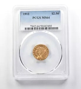 1911年 $2.50 インディアンヘッド ゴールド クォーター MS64 PCGS *8142｜WORLD RESOURCE【KING店】