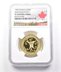 1999 カナダ 200 ドル ゴールド ミクマク バタフライ PF70 UCAM NGC *3757｜WORLD RESOURCE【KING店】 726,440円