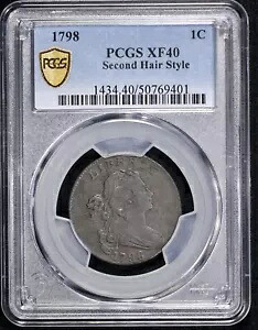 1798 ドレープ バスト 1c ラージ セント PCGS XF 40 Seconf ヘア スタイル｜WORLD RESOURCE【KING店】