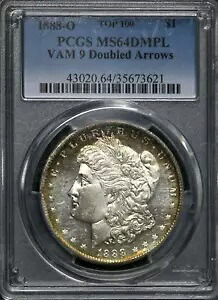 1888-O $1 モーガン シルバー ダラー PCGS MS64 DMPL VAM9 ダブルアロー トーニング CC281｜WORLD RESOURCE【KING店】