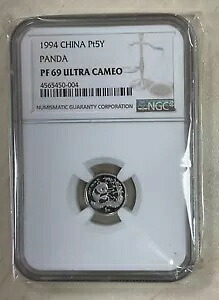 中国 1994 1/20 オンス プラチナ パンダ、5 元コイン、NGC PF69UC|WORLD RESOURCE【KING店】