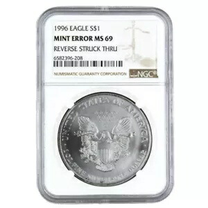 1996 $1 アメリカン シルバー イーグル NGC MS69 ミント エラー リバース ストラック スルー｜WORLD RESOURCE【KING店】