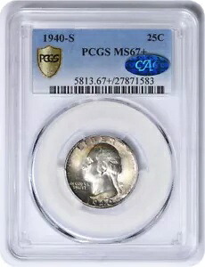 1940-S ワシントン シルバー クォーター MS67+ PCGS (CAC)|WORLD RESOURCE【KING店】