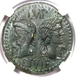 アウグストゥスとアグリッパ AE デュポンディウス ガウル コイン 10-14 AD - 認定 NGC MS (UNC)｜WORLD RESOURCE【KING店】 732,160円