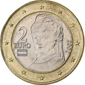 [#1211558] オーストリア、2 ユーロ、1 ユーロでプランシェ エラーが発生、2002 年、ウィーン、Bi-Me｜WORLD RESOURCE【KING店】