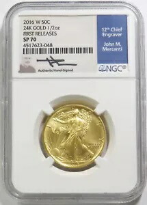 2016 W ゴールド ウォーキング リバティ 50C メルカンティ 1/2oz WLH NGC SP 70 ファースト リリース｜WORLD RESOURCE【KING店】