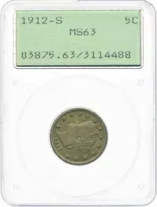 1912-S 5C PCGS ラトラー MS63 リバティ V ニッケル 114488|WORLD RESOURCE【KING店】