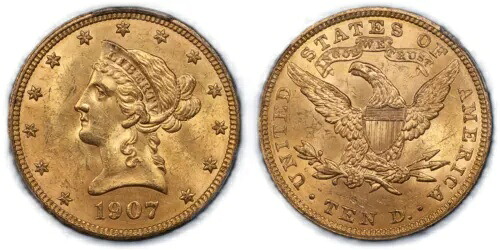 1907 $10 リバティ リバティ ヘッド イーグル PCGS MS62+|WORLD RESOURCE【KING店】