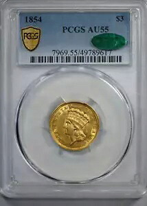 1854 インディアン プリンセス ゴールド 3 ドル ピース $3 PCGS AU55 CAC｜WORLD RESOURCE【KING店】 748,880円