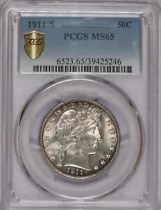 1911-S シルバー バーバー 50 セント PCGS MS65｜WORLD RESOURCE【KING店】