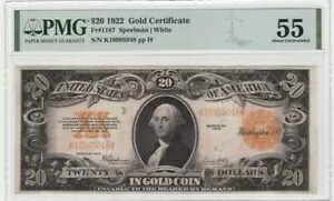 1922 $20 ???? (( ゴールド証明書 )) PMG 55 (コメントなし) ???? ゴールドコイン ????|WORLD RESOURCE【KING店】