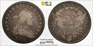 1799 ドレープ バスト ドル、PCGS F-12、15 スター、不規則日付