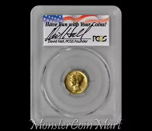 2016-W ゴールド マーキュリー ダイム PCGS SP70 FS : David Hall による特別な手書きインサート
