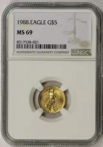 1988 ゴールド イーグル $5 10 オンス MS 69 NGC 1/10 オンス｜WORLD RESOURCE【KING店】