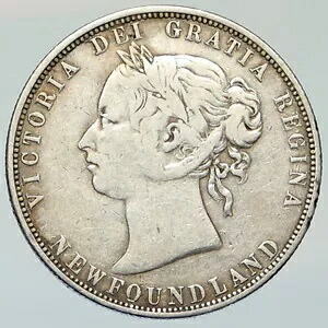 1880 カナダ ニューファンドランド イギリス ビクトリア女王 アンティーク シルバー 50 セント コイン i112022|WORLD RESOURCE【KING店】