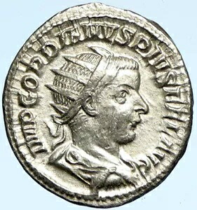 GORDIAN III 本物の古代 241AD ローマ古いシルバーローマコイン JUPITER i98529|WORLD RESOURCE【KING店】