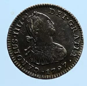 1797 MO FM メキシコ スペイン国王チャールズ 4 世アンティーク シルバー リアル メキシコ コイン i96253|WORLD RESOURCE【KING店】