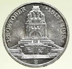 1913 E ドイツ諸州 ザクセン州 ナポレオン記念碑 アンティーク シルバー 3 マーク コイン i95151|WORLD RESOURCE【KING店】