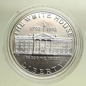 1992 D 米国 USA ホワイト ハウス建国 200 周年記念 BU シルバー ダラー コイン i95082|WORLD RESOURCE【KING店】