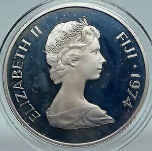 1974 フィジー イギリス クイーン エリザベス 2 世 キング コカバウ 巨大なプルーフ シルバー $25 コイン i86928｜WORLD RESOURCE【KING店】