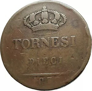 1839 イタリア州ナポリ王フェルディナンド 2 世本物のイタリア 10CR コイン i75725|WORLD RESOURCE【KING店】