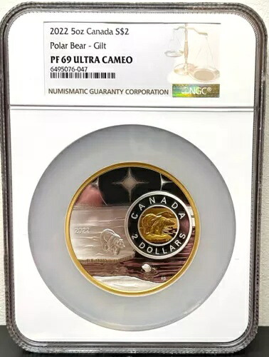 2022 カナダ $2 拡大画像 シロクマ 5 オンス銀貨 - NGC PF 69 UCAM|WORLD RESOURCE【KING店】