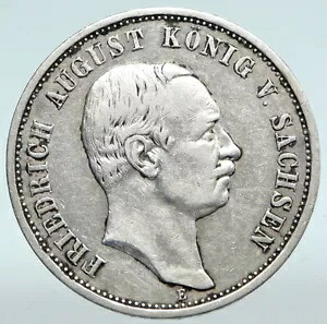 1909 ドイツ帝国 ドイツ諸州 ザクセン フリードリヒ 3 世 シルバー 3 マーク コイン i89678｜WORLD RESOURCE【KING店】