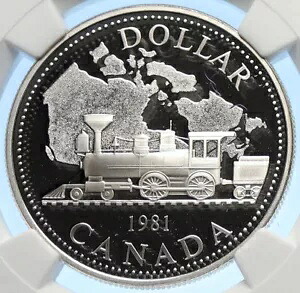 1981 カナダ イギリス エリザベス 2 世鉄道列車 プルーフ シルバー ダラー コイン NGC i106331|WORLD RESOURCE【KING店】