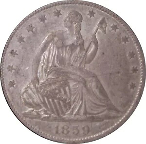 1859-O AU50 シーテッド リバティ ハーフダラー、PCGS 9857396｜WORLD RESOURCE【KING店】