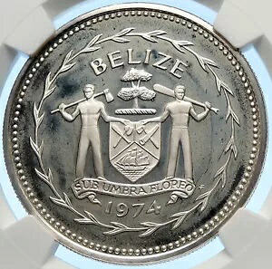 1974 ベリーズ アビファウナ オオハシ バード ヴィンテージ プルーフ シルバー 5 ドル コイン NGC i106384|WORLD RESOURCE【KING店】