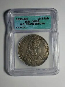 **レア シルバー ラージ 1691 BH** ブランデンブルク コイン **2/3 3 ICG-VF35G.S. 203,500円
