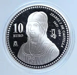 2004 スペイン フアン カルロス 1 世 イサベル 1 世女王 オールド プルーフ シルバー 10 ユーロ コイン i113531｜WORLD RESOURCE【KING店】