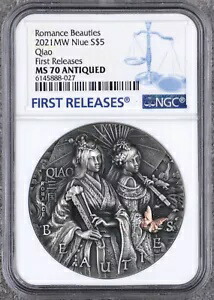 ニウエ 2021 古代中国ロマンス美女喬姉妹銀貨 NGC MS70