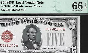 1928D $5 法定通貨ノート Fr#1529 PMG66 EPQ - キーノート - トップ ポップ - G56791370A｜WORLD RESOURCE【KING店】