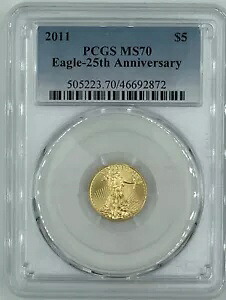 2011 US $5 1/10 オンス ゴールド イーグル PCGS MS70 25 周年記念｜WORLD RESOURCE【KING店】