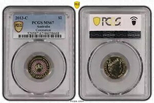 オーストラリア 2013 戴冠式 $2 コイン C ミントマーク PCGS MS67 #8668