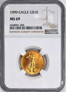 1999 ゴールド アメリカン イーグル 1/4 オンス コイン / 10 ドル - NGC MS69 **リザーブ オークションなし**