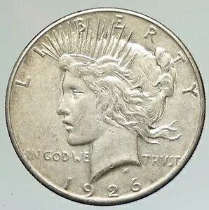 1926年 S US アンティーク シルバー ピースドル 米国コイン LIBERTY & EAGLE i111896｜WORLD RESOURCE【KING店】
