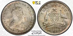 1910 スリーペンス コイン - PCGS MS66 - GEM 未流通のみ 13 グレード以上!!