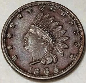 希少性 1863 インディアン ヘッド パターン コイン 詳細な光沢の新しいデザイン