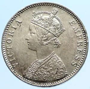 1877 ブリティッシュ インド イギリス植民地 ビクトリア女王 アンティーク オールド シルバー ルピー コイン i97279|WORLD RESOURCE【KING店】