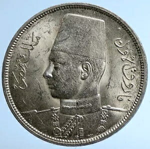 1939 1358AH エジプト スーダン王ファルーク オールド BU シルバー 10 ピアストル コイン i112828｜WORLD RESOURCE【KING店】
