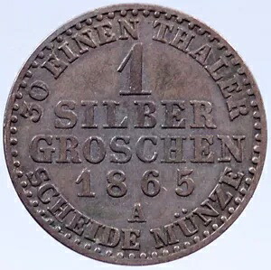 1865年 プロイセン ドイツ州 シルバー 1 グロッシェン オールドコイン ヴィルヘルム1世 i119404 54,120円