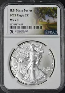 2022 アメリカン シルバー イーグル - NGC MS70 - 7K コネチカット - ?COINGIANTS?