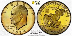 トーンカラー 1974 S PR 67 シルバー アイゼンハワー ドル PCGS Trueview スラブ 220
