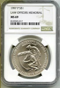 1997-P 法務官記念銀ドル NGC MS69 記念コイン - J373
